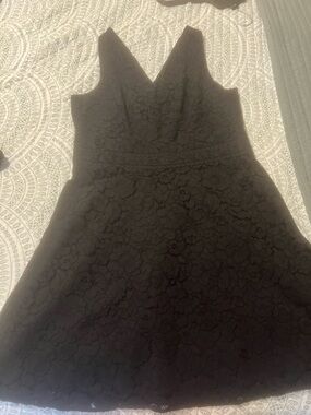 LOFT Black Lace V-Neck Mini Dress